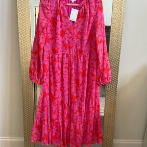 Sugarlips Pink and Red Floral Maxi Dress